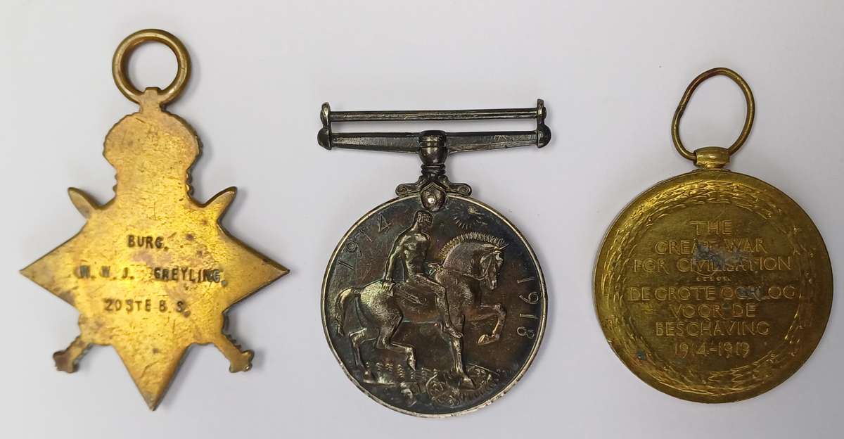 WW1 Trio Burg W.W.J. Greyling 20ste B.S.