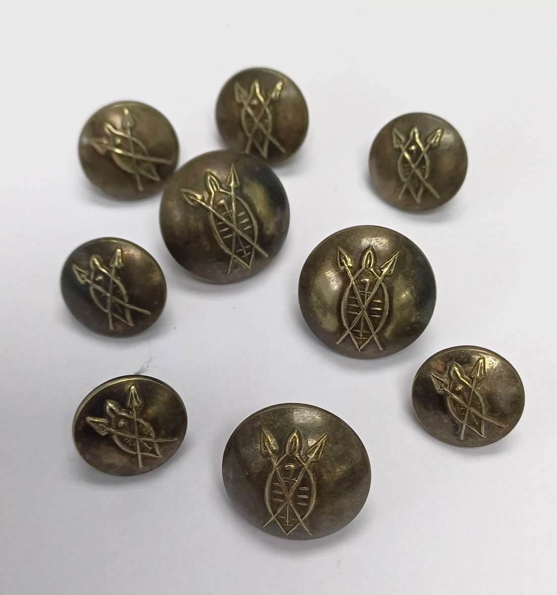Rhodesian African Rifles Firmin metal buttons X 9