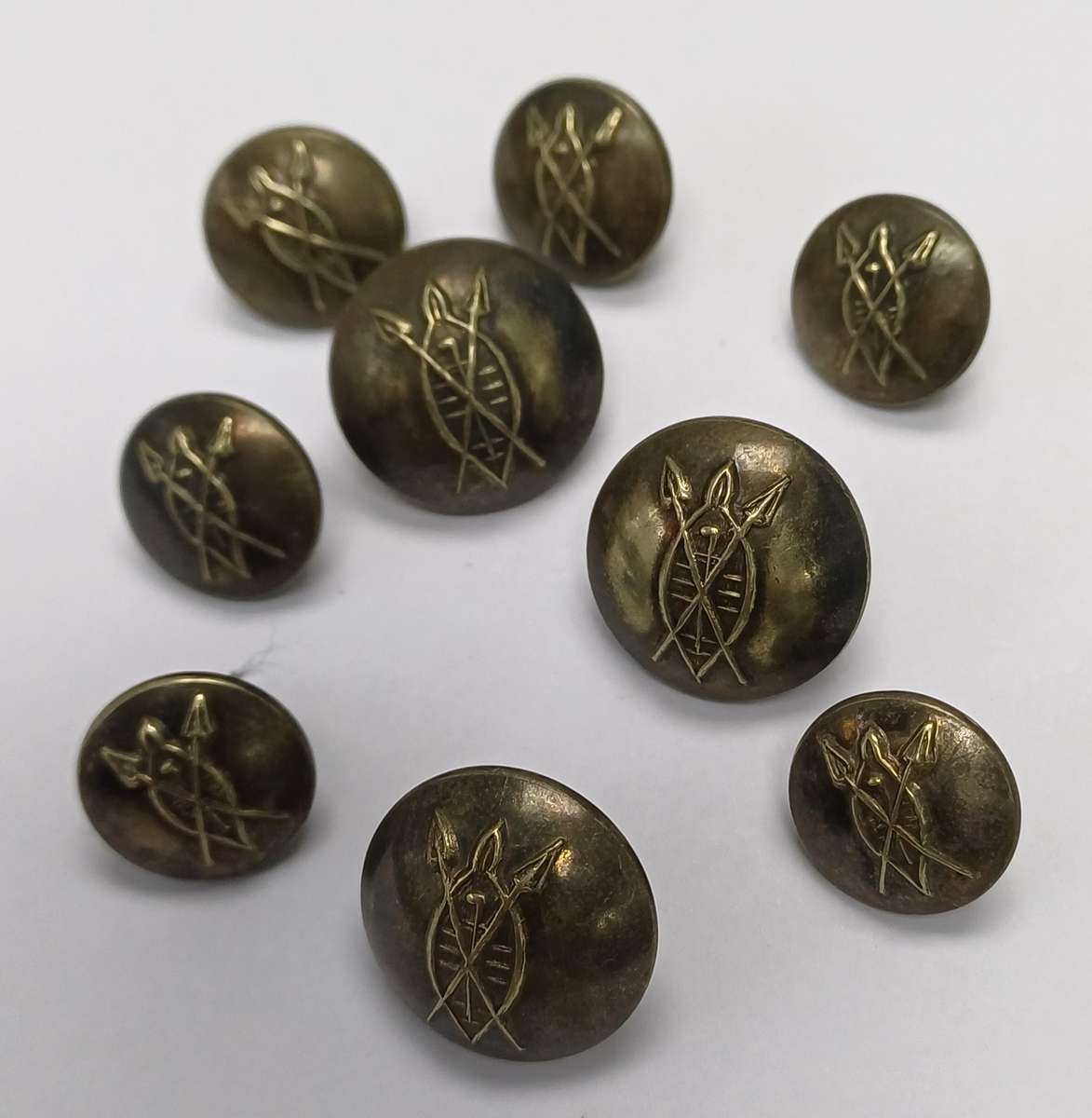 Rhodesian African Rifles Firmin metal buttons X 9