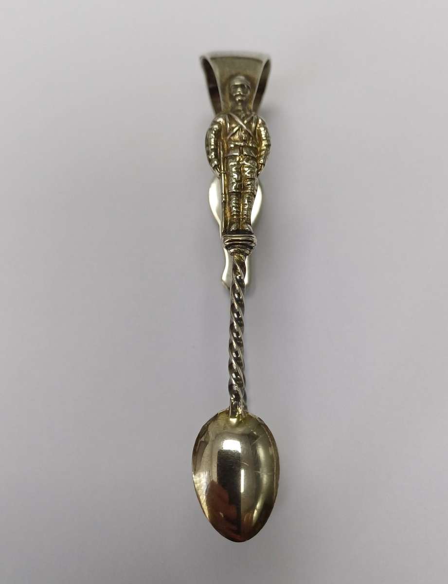 Boer War Period Silver Sugar Tongs with British Soldiers