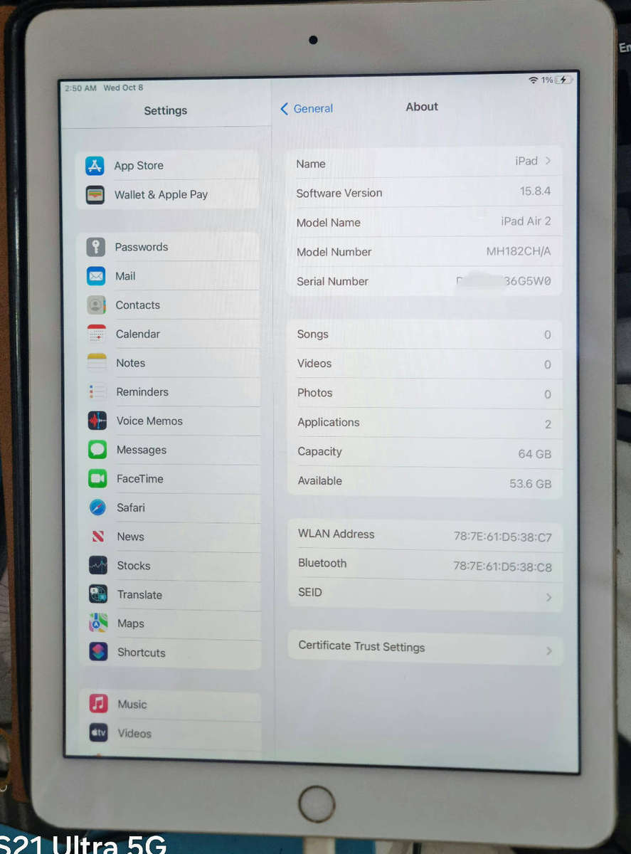 Ipad air 2  wifi 64gb