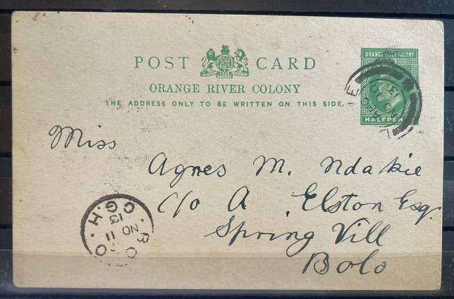 1913 CGH BOLO PC - XHOSA WRITTEN PC FROM KEILANDS MISSION STUTTERHEIM REGION CGH