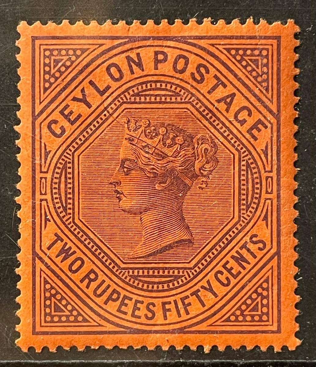 CEYLON - QV - 1885 - 1 RUPEE 12 c [12.5 P.] / 2 RUPEE 50 c / 5 CENTS