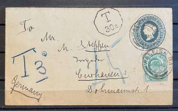 CAPE OF GOOD HOPE COVER - WALFISH BAY TO CUXHAVEN GERMANY KEVII 1908