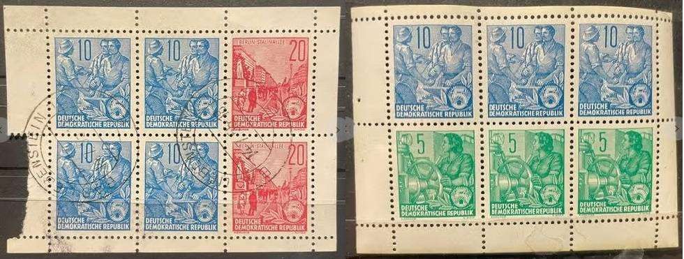 DDR EAST GERMANY - Mi. #H-Blatt 4A MNH & H-Blatt 6 Used booklet stamp panes! CV 115.00 EURO / R2375
