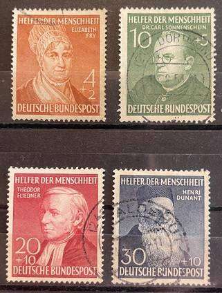 GERMANY 1952 HUMANITARIANS - SOCIAL HELPERS - USED SET CV 100 EURO+ / R2050