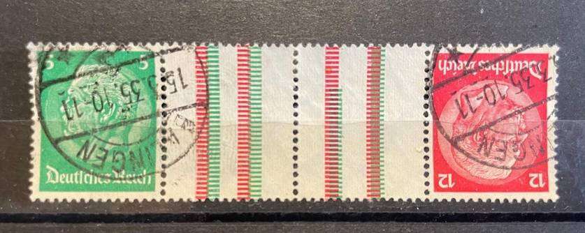 GERMANY 1933, Mi# KZ17, CV 80, Hindenburg, Gutter pair, Used