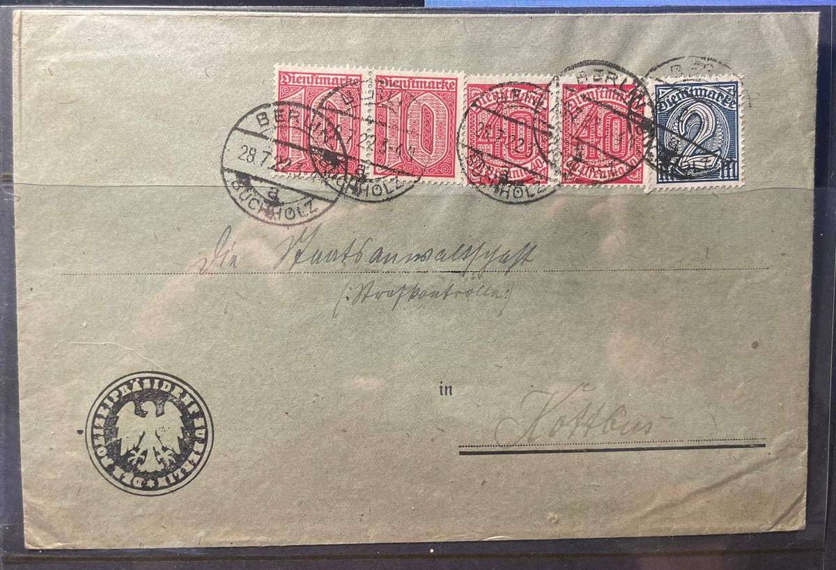 GERMANY DIENSMARK COVER - BERLIN POLICE TO KOTTBUS - 1922
