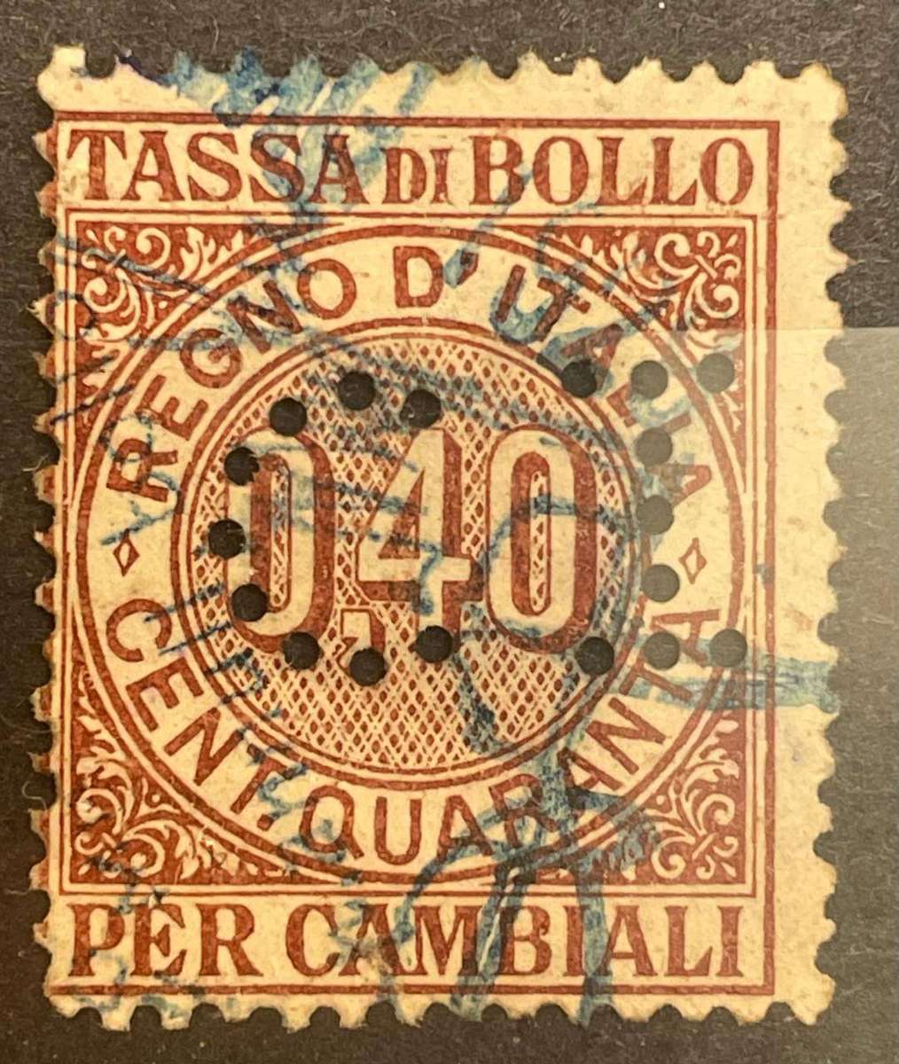 Italy 1875 Used Tassa Di Bollo Revenue Stamp Duty 0,40 Cent