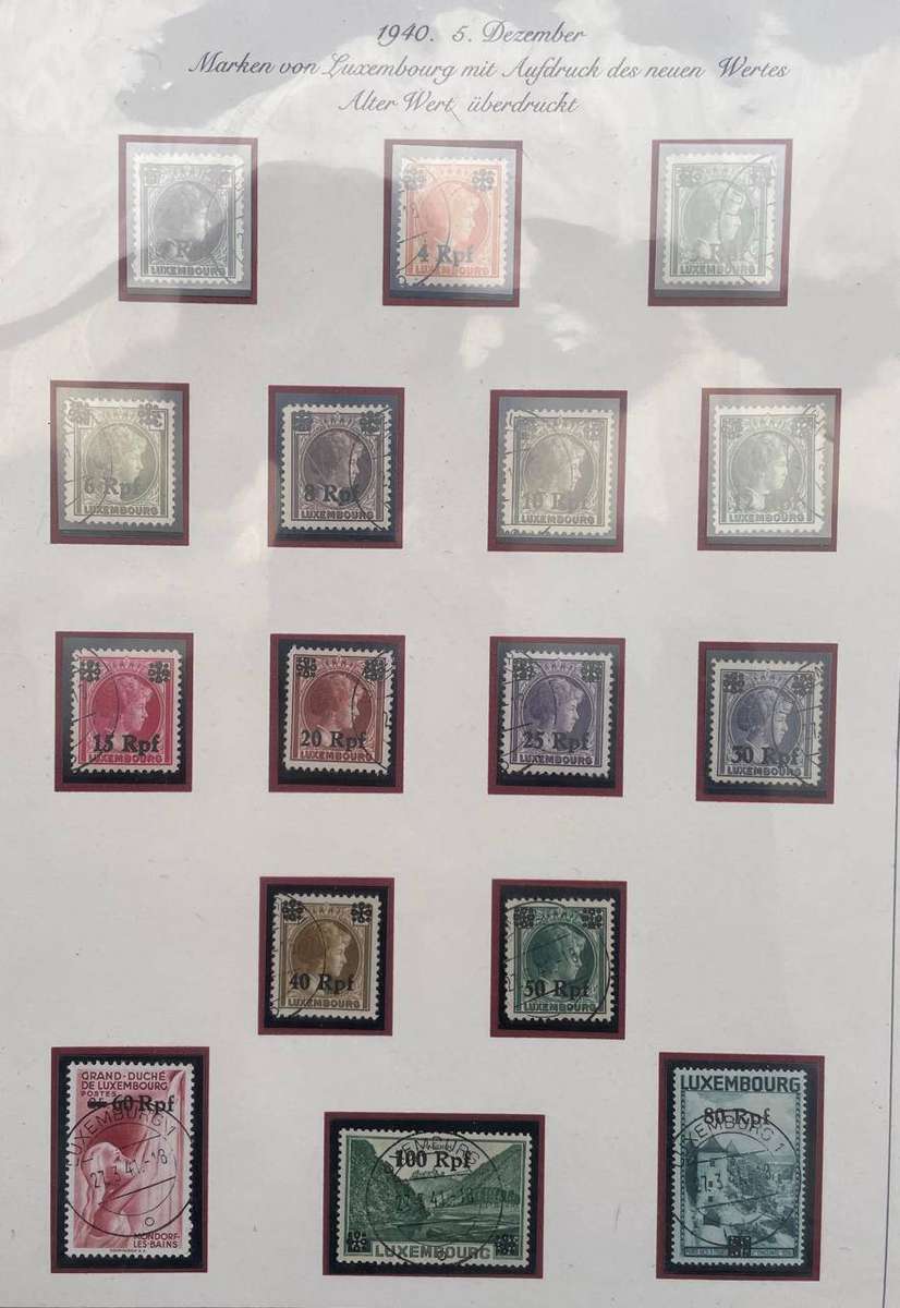 1940 LUXEMBOURG GERMANY OVERPRINT SET POSTALLY USED 100 REICHS PFENNIG