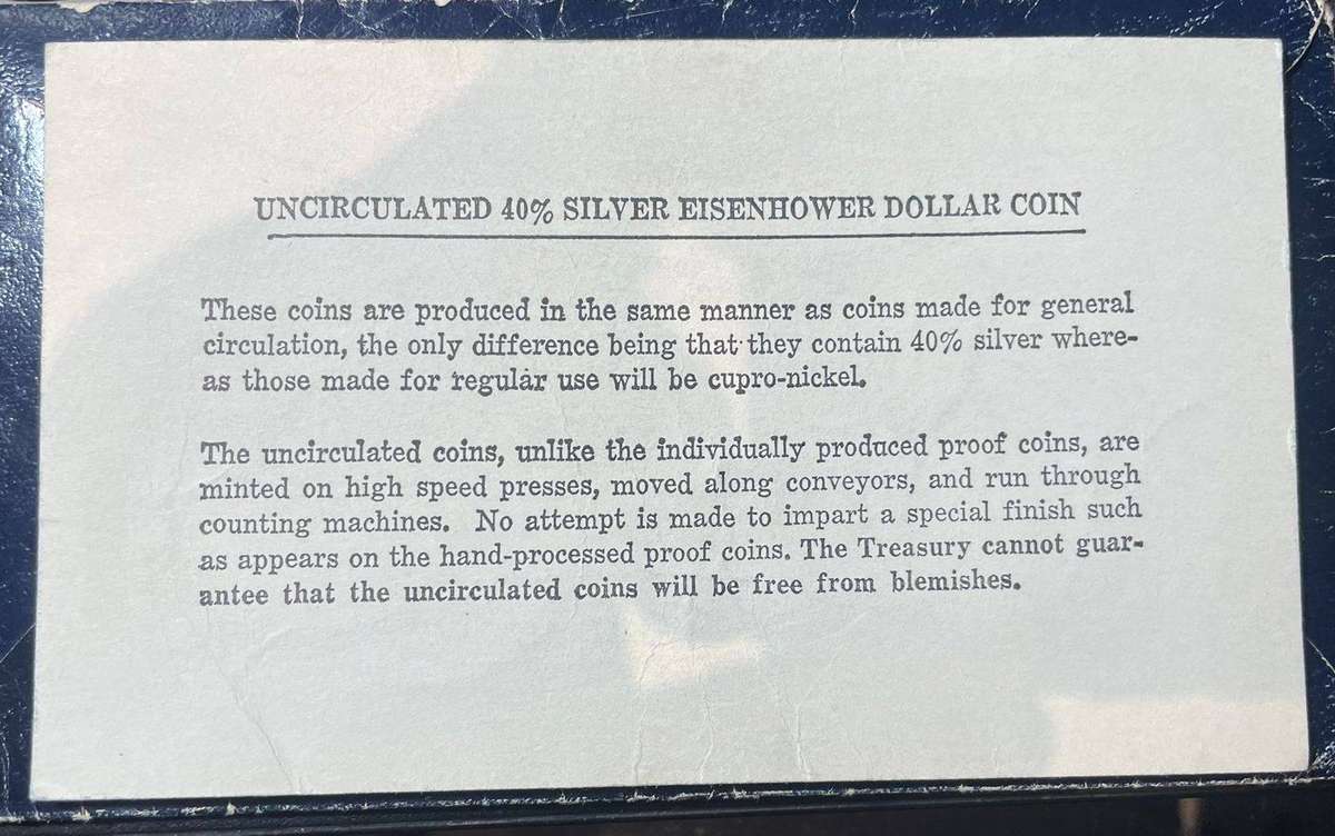 USA 1971 UNC MINT EISENHOWER 40% SILVER DOLLAR WITH PRESENTATION PACK
