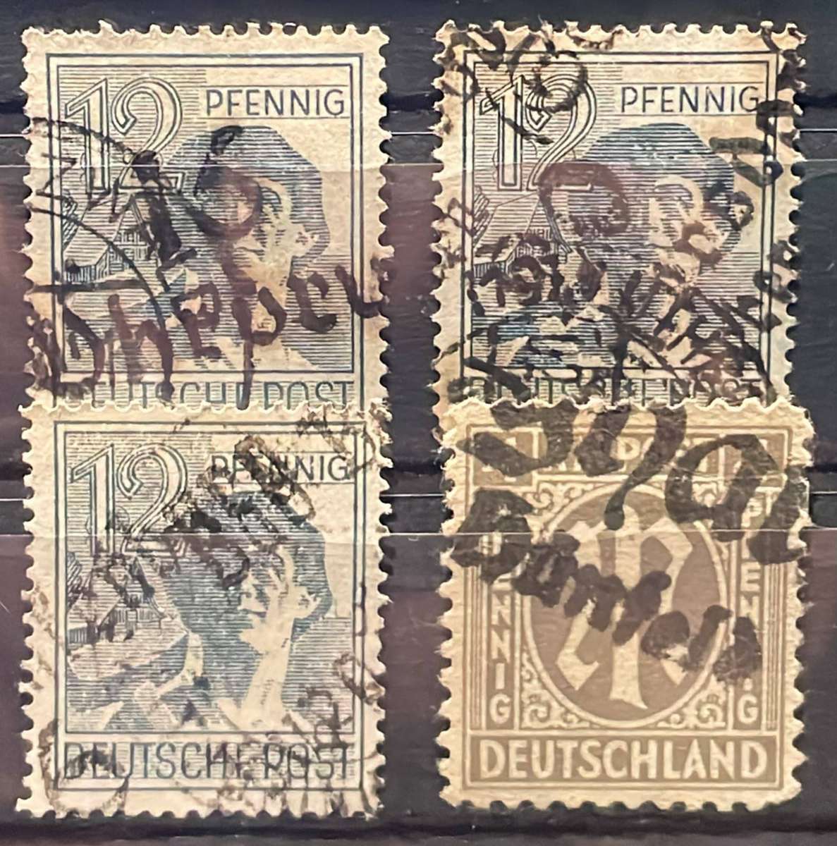 ALLIED OCCUPATION - 1948 SOVIET BEZIRK 15 & 20 - 12Pf POSTALLY USED