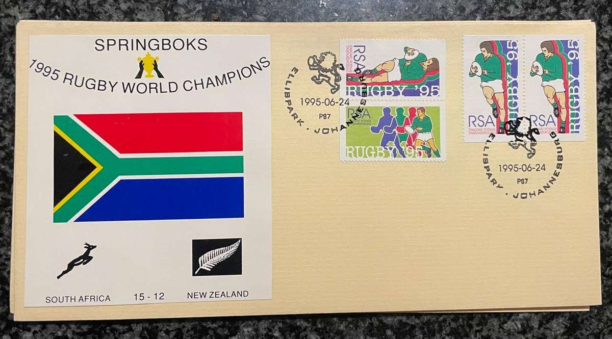SA Rugby World Cup 1995 Final Match SA vs NZ SPECIAL FDCS 24.6.1995 M/S + Stamps