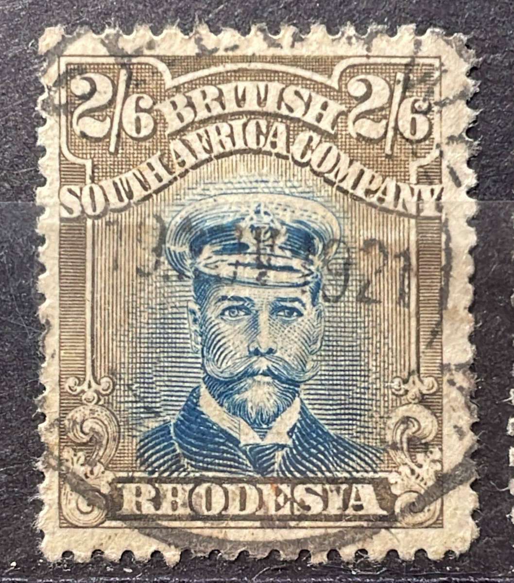 RHODESIA 1913 - 2 X 2/6d - DIE 2 PERF 14 USED - CV R1800+