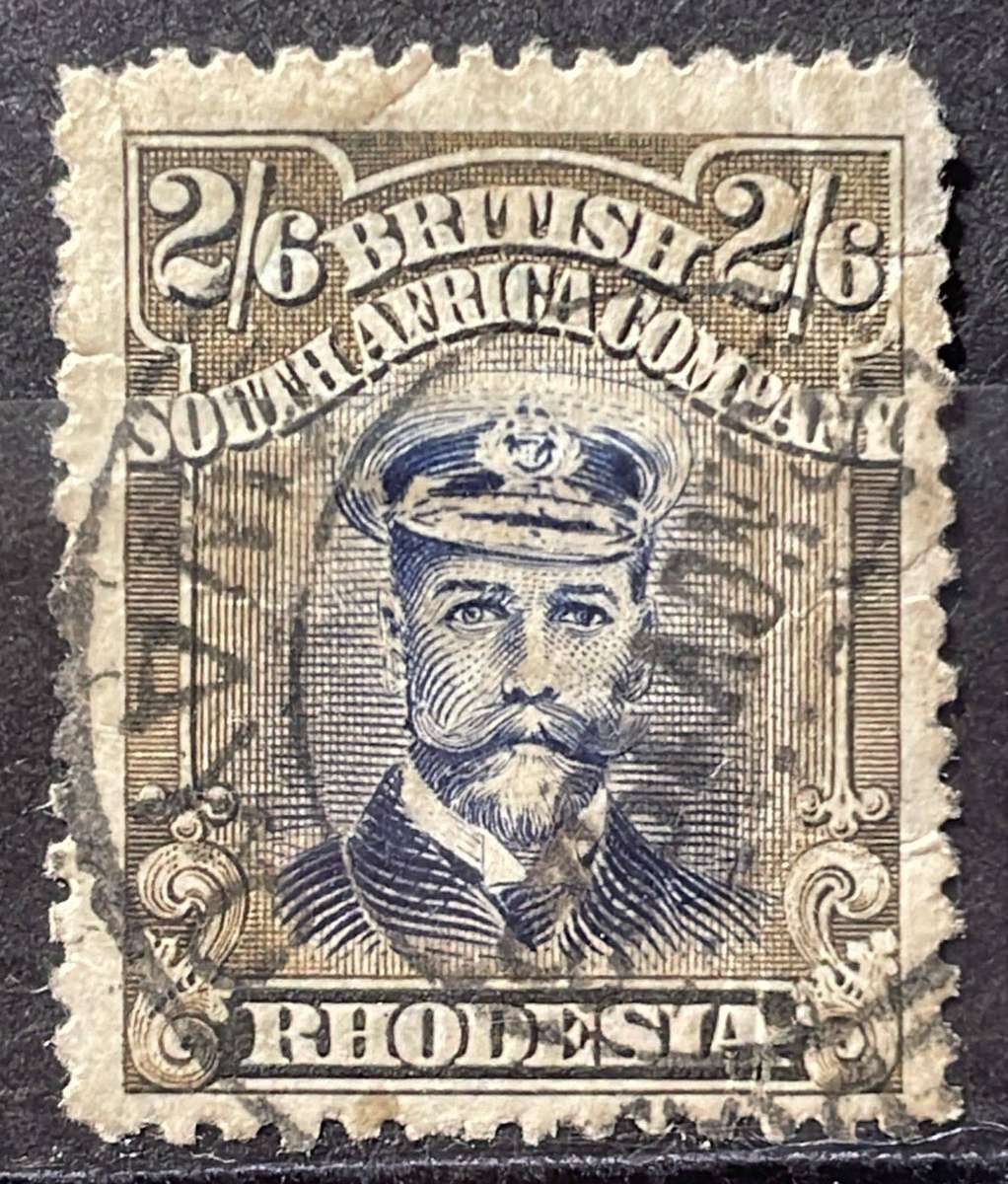 RHODESIA 1913 - 2 X 2/6d - DIE 2 PERF 14 USED - CV R1800+