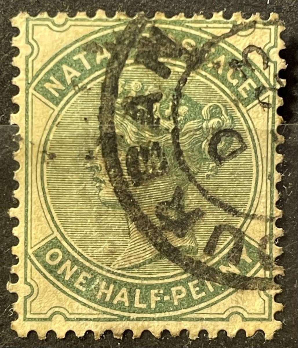 NATAL 1882-89 - ½d BLUE GREEN - SACC 94 CROWN CA USED - CV R300 [4]