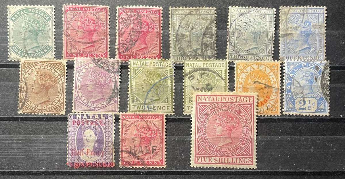 NATAL - QV SELECTION 1880'S - 1890'S - VFU - 15 STAMPS