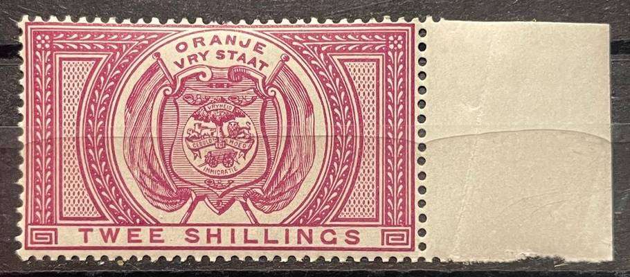ORANGE FREE STATE UMM** 2 SHILLING F6 1882-86 POSTAL FISCAL PRISTINE MINT