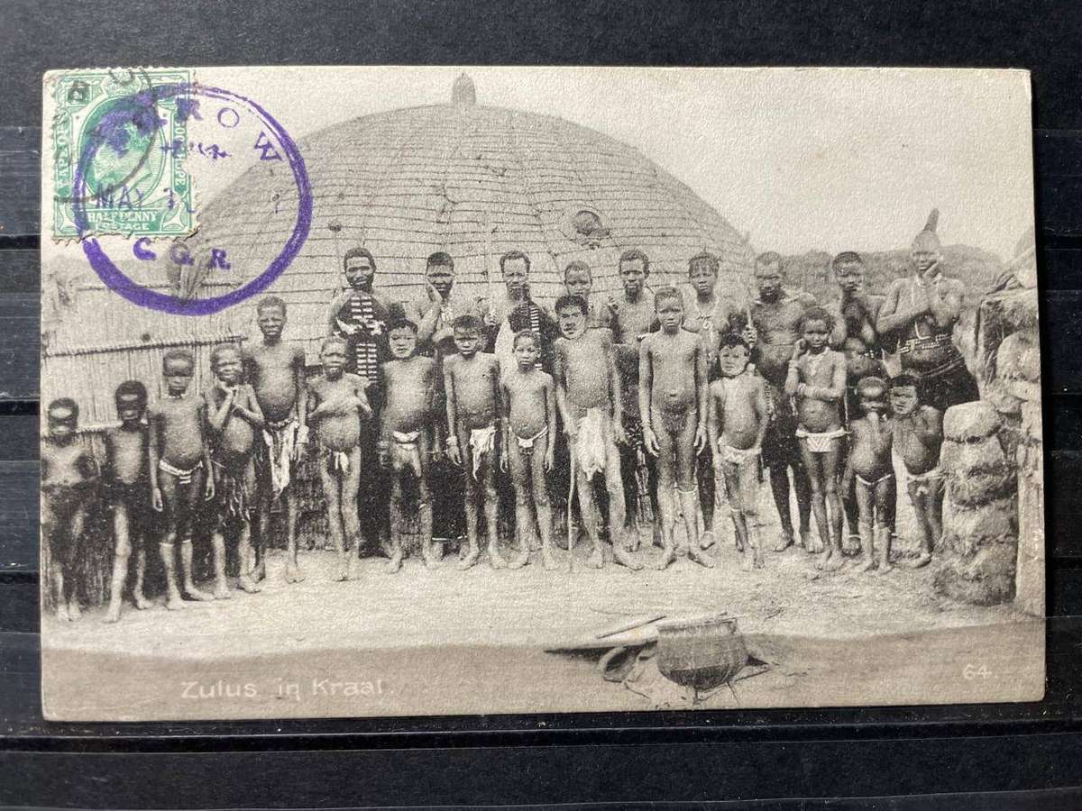 CGH - 1911 - PAROW STATION CDS CAPE GOVT. RAILWAYS ON INTERESTING PC - ZULUS IN KRAAL