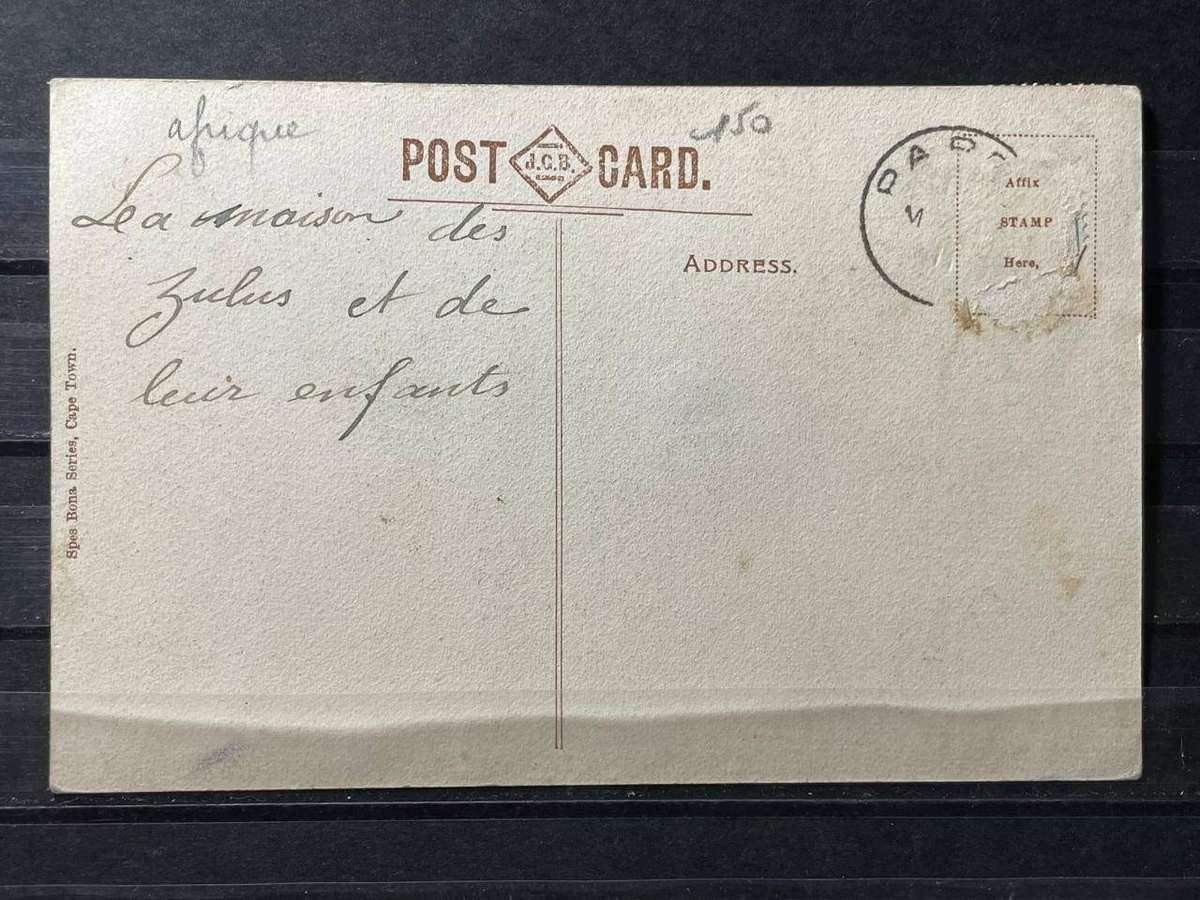 CGH - 1911 - PAROW STATION CDS CAPE GOVT. RAILWAYS ON INTERESTING PC - ZULUS IN KRAAL