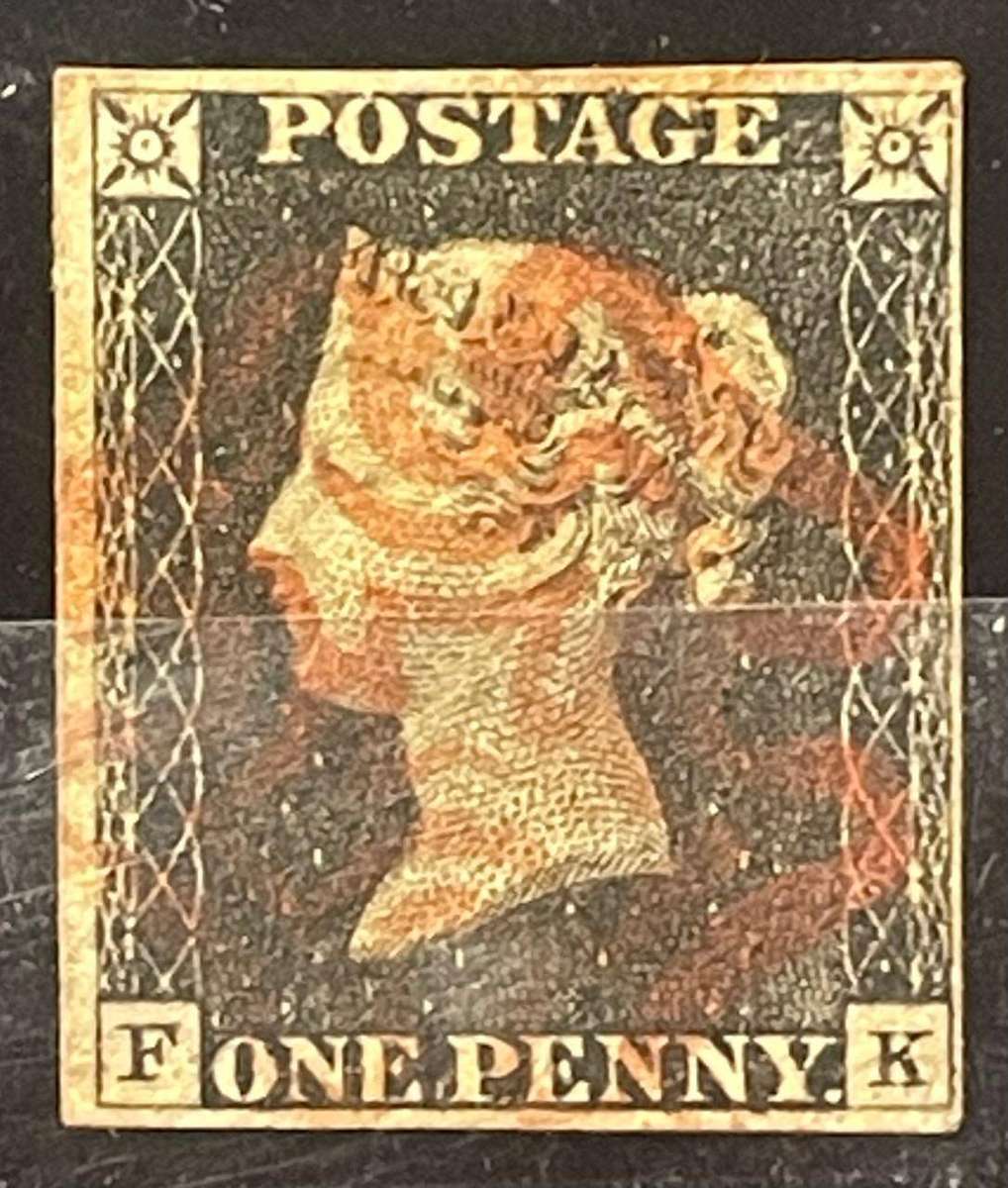 GB - 1840 QV PENNY BLACK WITH 4 DISTINCT MARGINS "FK"