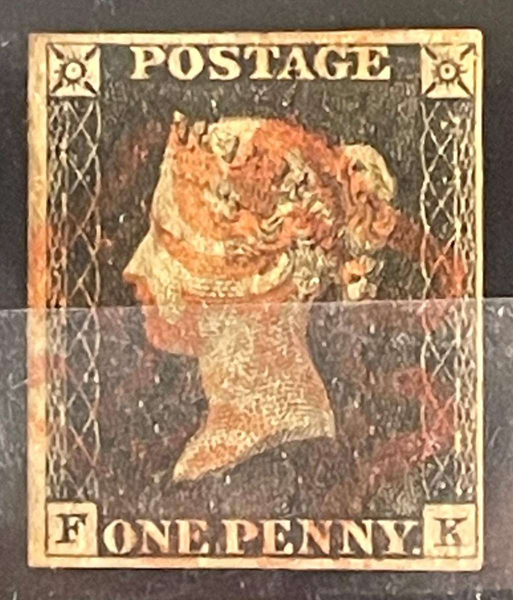 GB - 1840 QV PENNY BLACK WITH 4 DISTINCT MARGINS "FK"