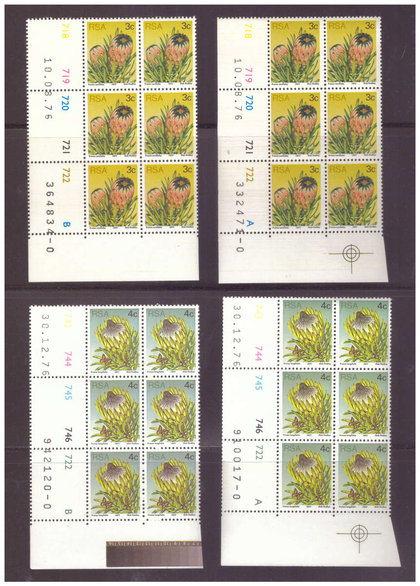 SA 1977 PROTEA SERIES CONTROL BLOCKS 1c TO R2 MNH