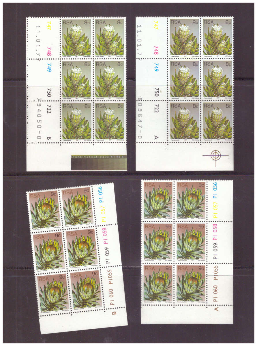 SA 1977 PROTEA SERIES CONTROL BLOCKS 1c TO R2 MNH