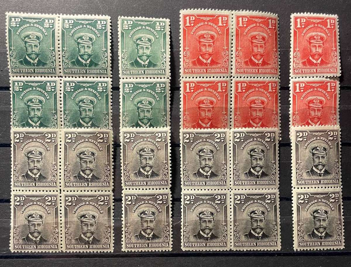 SOUTHERN RHODESIA - 1924 KGV BLOCKS AND PAIRS - MNH & MM PART 1