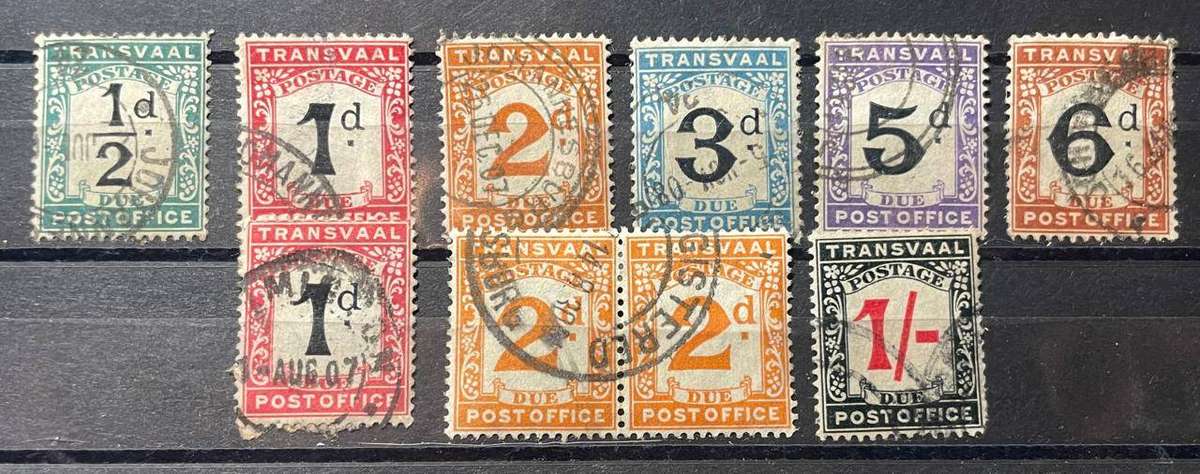 TRANSVAAL POSTAGE DUE STAMPS 1907 - FULL SET+ USED