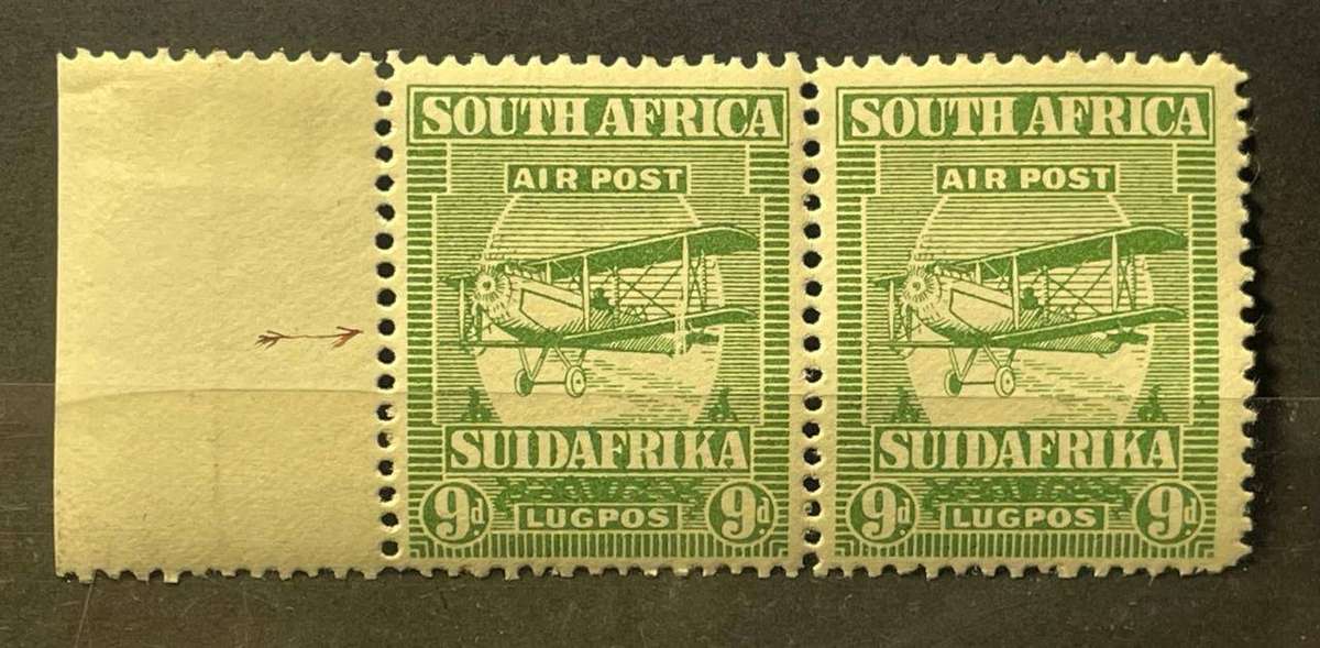 SA 1925 - AIRMAIL 9d WITH STRUT VARIETY MNH