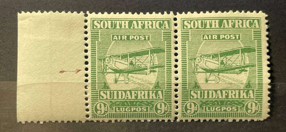 SA 1925 - AIRMAIL 9d WITH STRUT VARIETY MNH