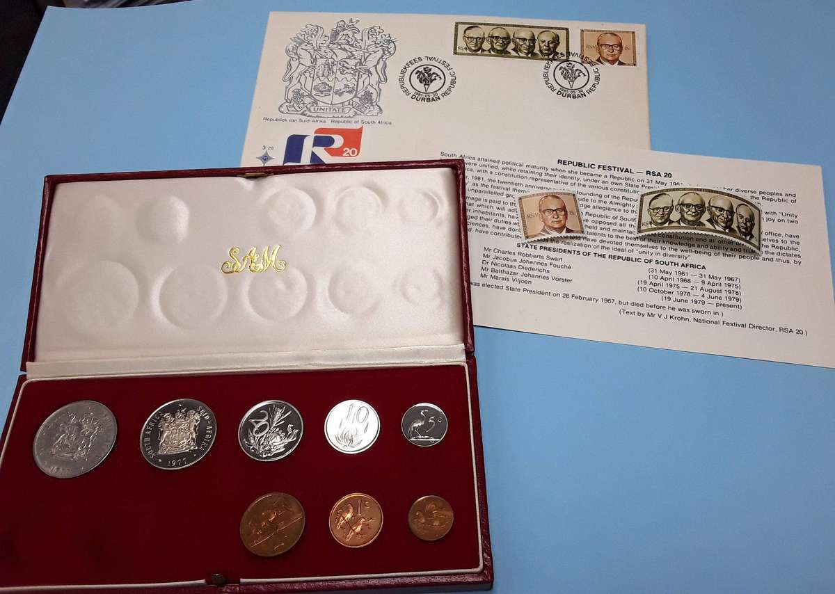 1977 PROOF SET in original SAM Box with Used Nickle R1 coin. NO SILVER. Mint first day cover