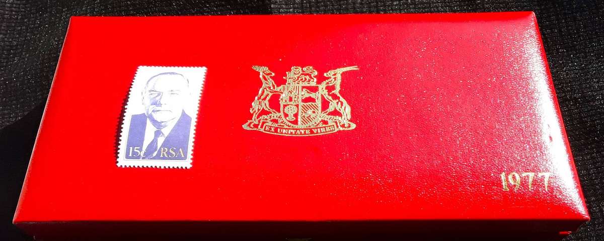 1977 PROOF SET in original SAM Box with Nickle R1 coin. NO SILVER. MINT PM stamp