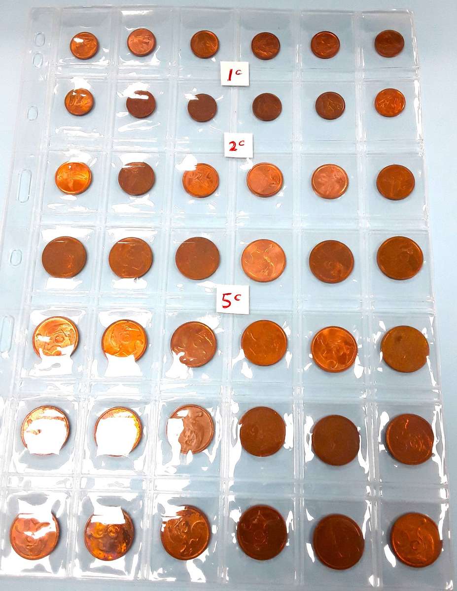 SA 1c, 2c, 5c coins in Coin Jacket. Excellent condition. Mixed years. Please see photos.