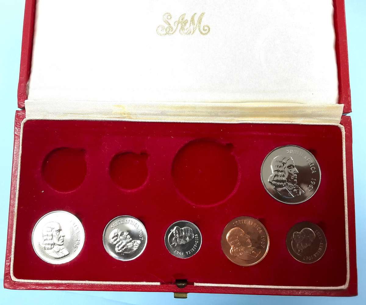1967 Incomplete Van Riebeeck PROOF SET in original SAM box. TOP Mirror finish