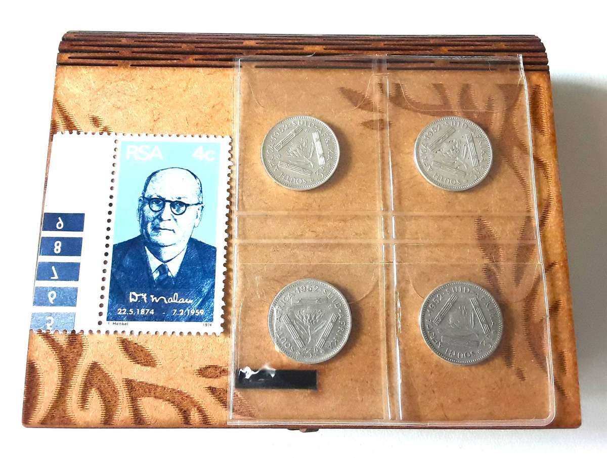 1952 TICKEY- SILVER. X4. with Mint stamp in Gift Box. In coin jacket. Excellent condition