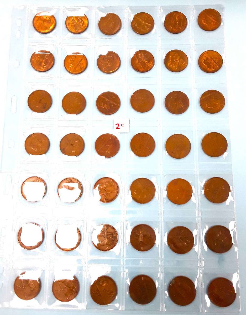 RSA 2c coins in Coin Jacket. Excellent condition. Mixed years. Please see photos.