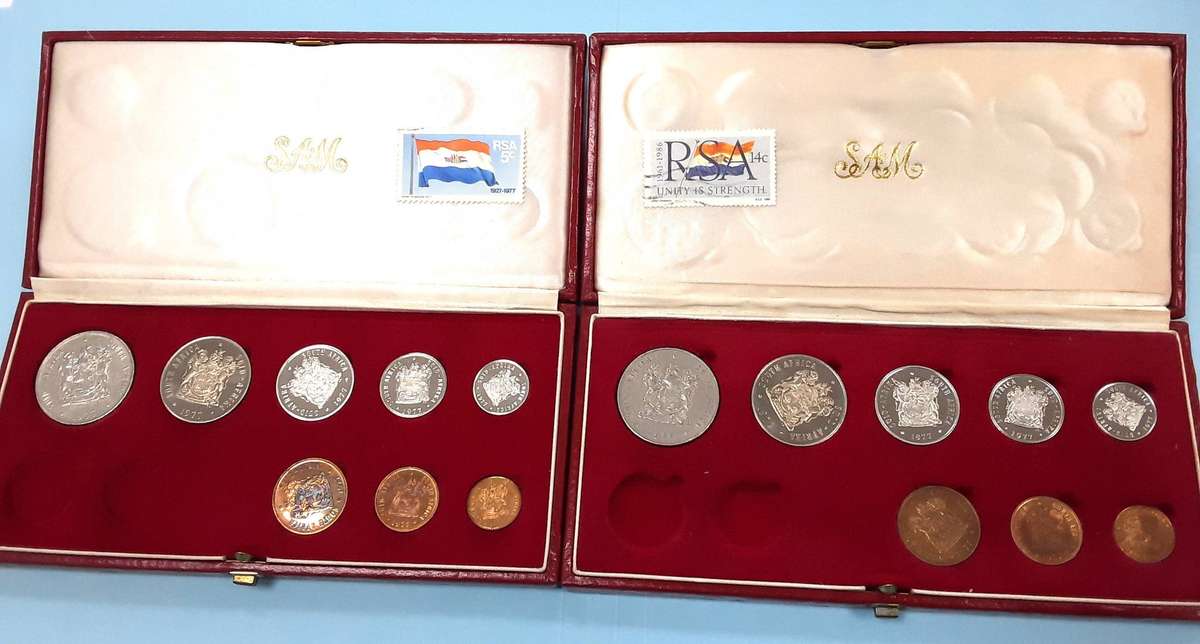 X2 1977 PROOF SETS in original SAM Box with Nickle R1 coin. NO SILVER. NO GOLD. Nickle R1