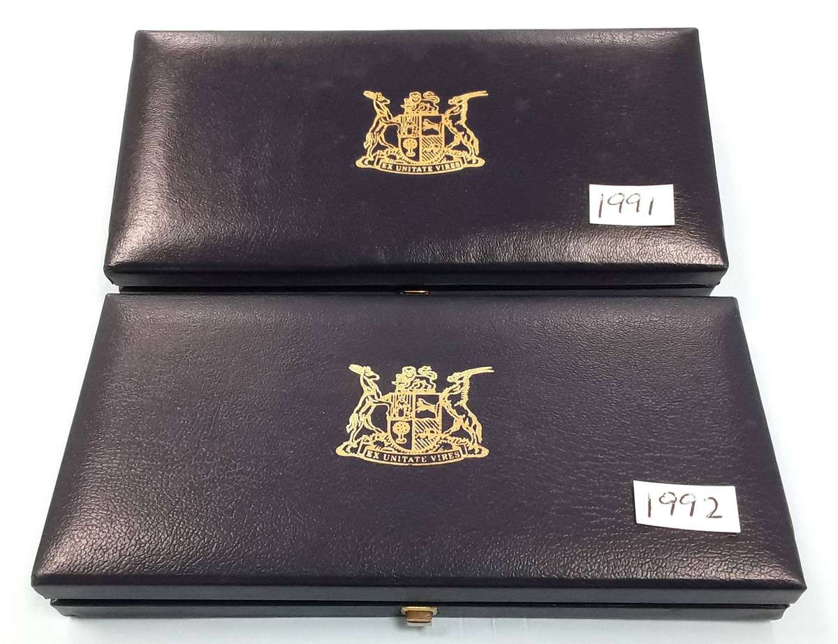PROOF COIN SETS- 1991 & 1992 Proof sets in Original SAM Box. FULL Sets.Both for 1 bid. Mirror finish