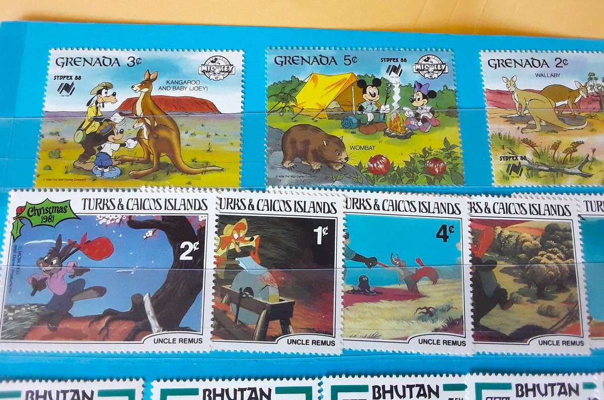 DISNEY STAMPS- 13 MINT. ALL FOR 1 BID