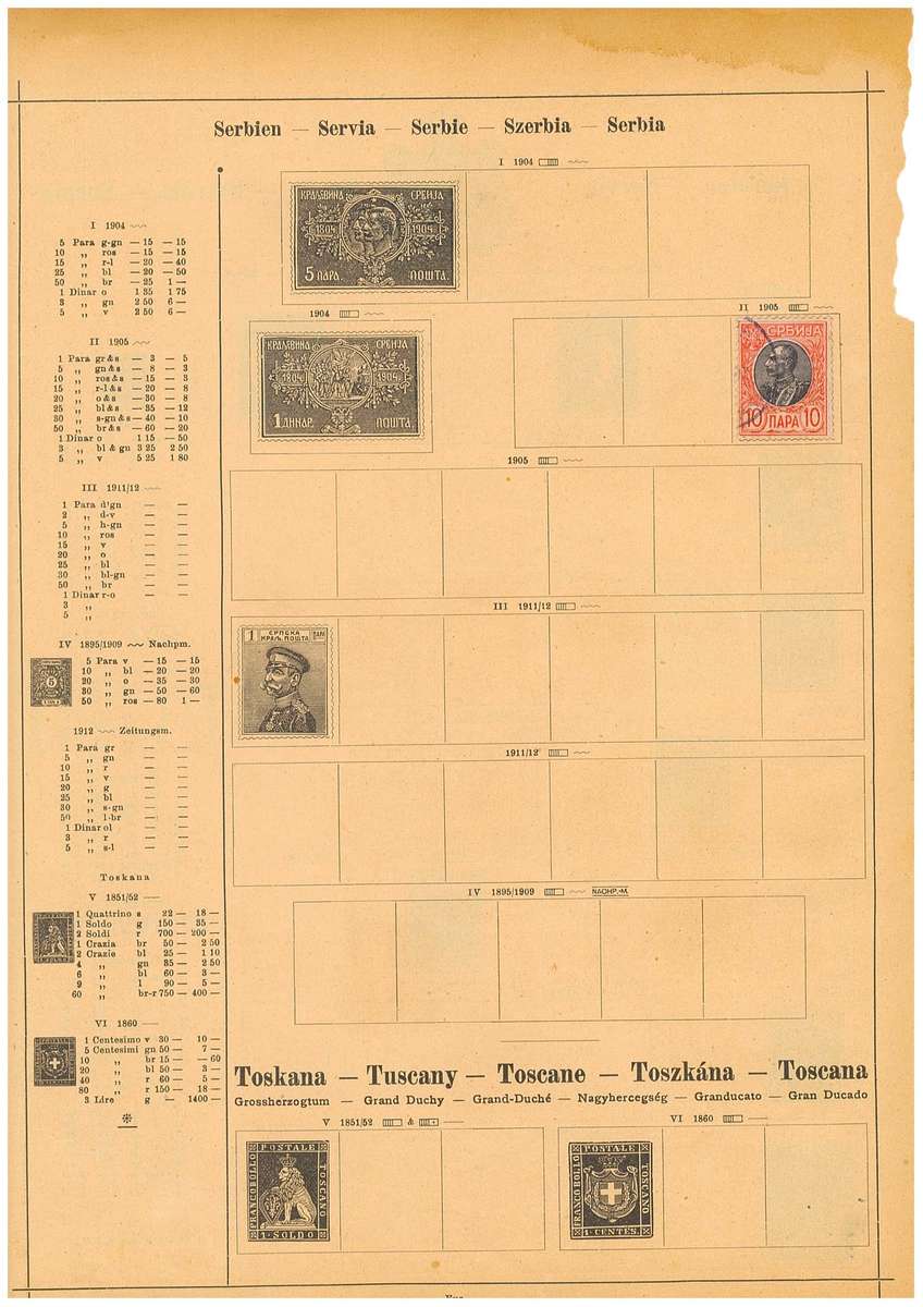 1890 SERBIA stamps in Original MINT with printing error & other used on original album page.