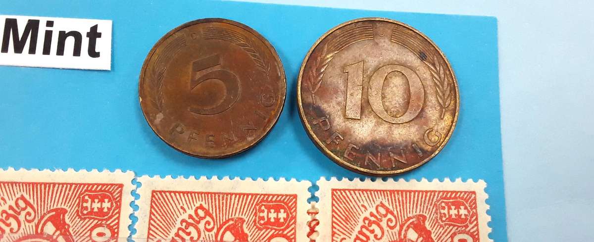 DANZIG- Very High value Mint stamps with Germany Coins. Mostly mint. See Photos