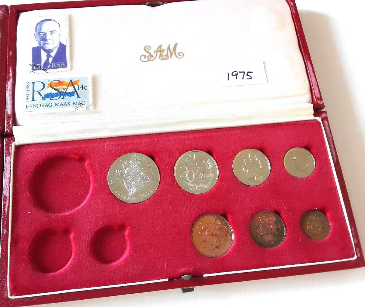 1974 & 1975 Incomplete PROOF SETS in Orig SAM Box with STAMPS. See Photos. Both one Bid