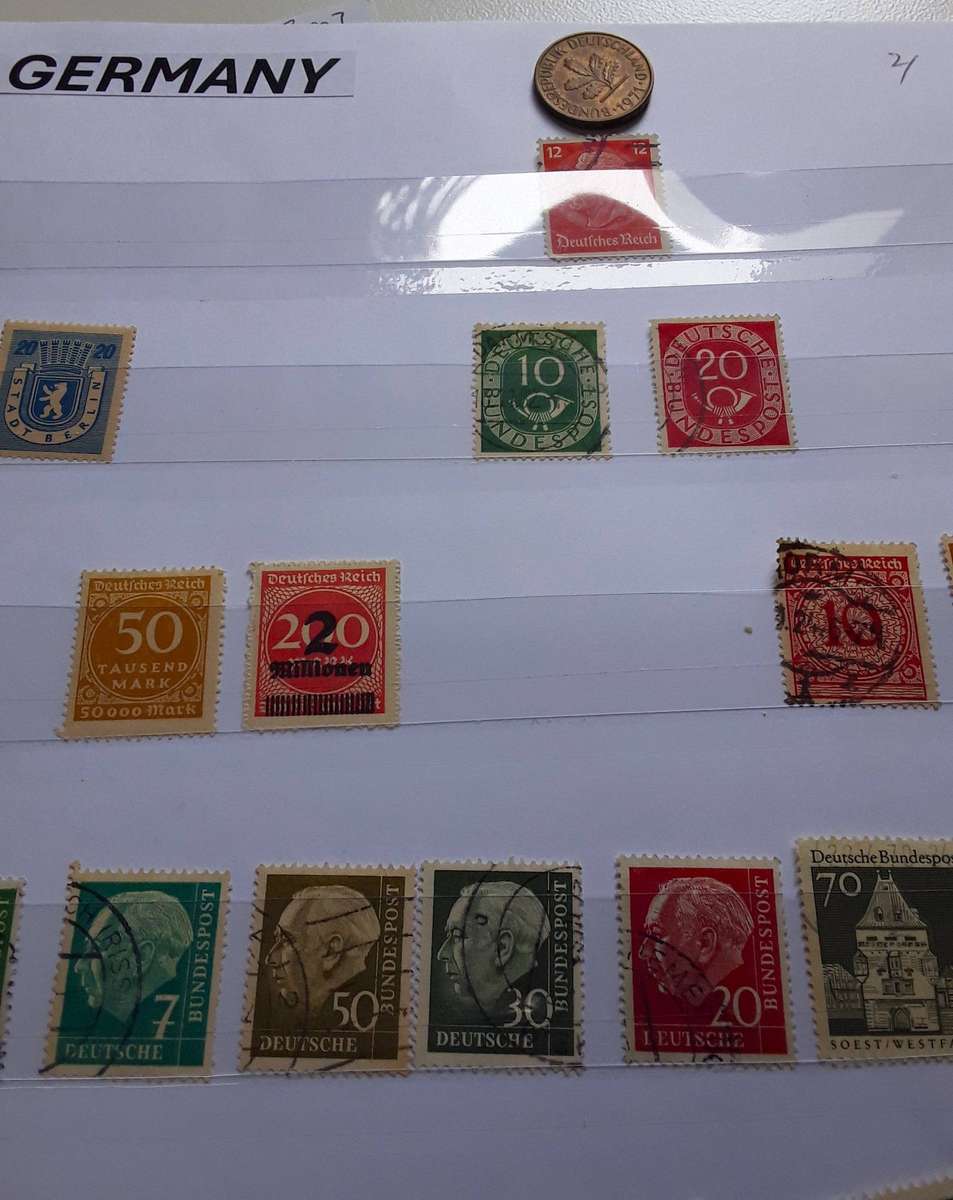 Germany stamps with coin - over 120 stamps
