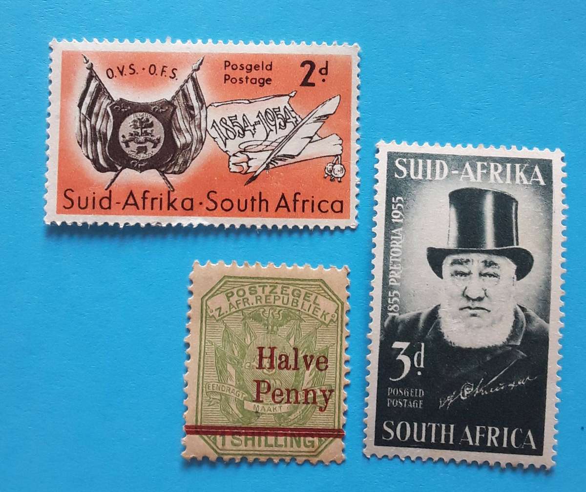 1892 ZAR SILVER 1 SHILLING, with crossed Zar stamp, other mint stamps in Gift Box