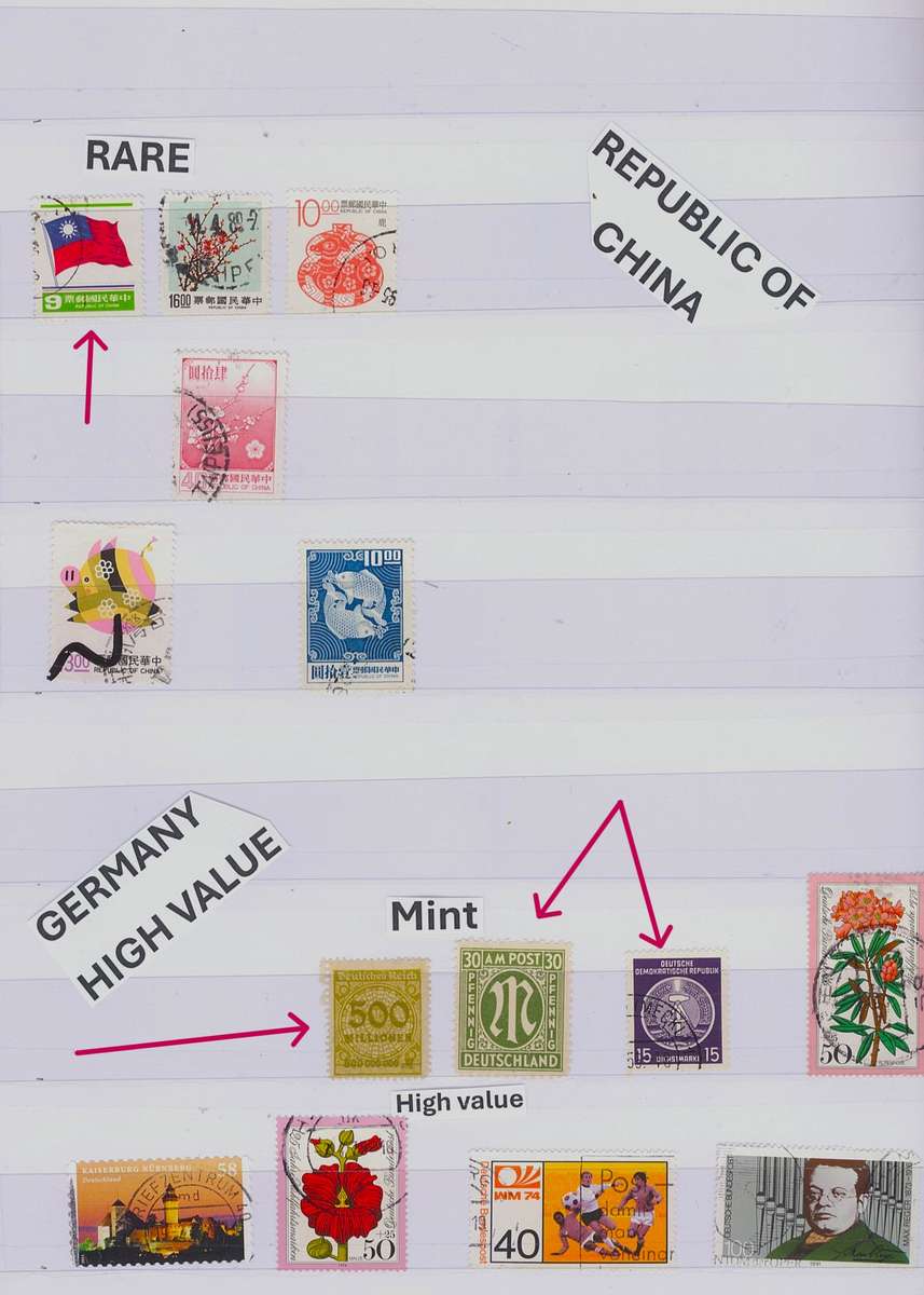 STAMP STOCK BOOK- with Very High Value Stamps. Lots in MINT cond. 10 side Book. Sleeves. Not hinge.