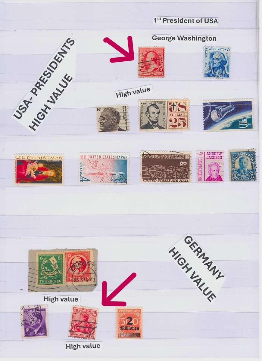 STAMP STOCK BOOK- with Very High Value Stamps. Lots in MINT cond. 10 side Book. Sleeves. Not hinge.