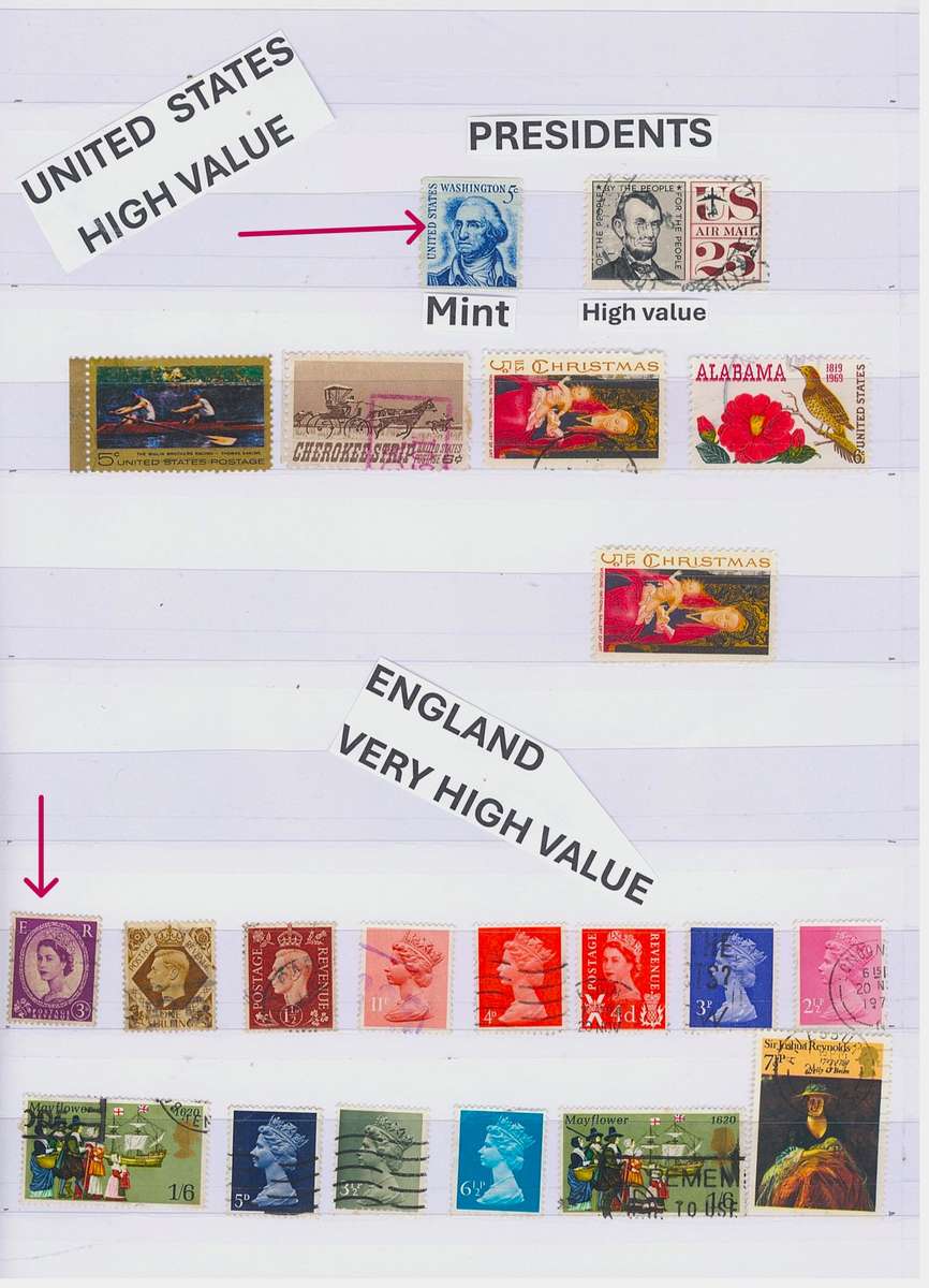 STAMP STOCK BOOK- with Very High Value Stamps. Lots in MINT cond. 10 side Book. Sleeves. Not hinge.