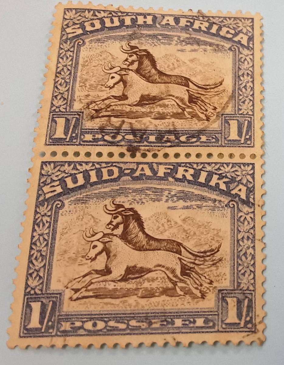 Antique Union Coins, R2 note & stamps. 5 shilling & pair of 1 shilling.